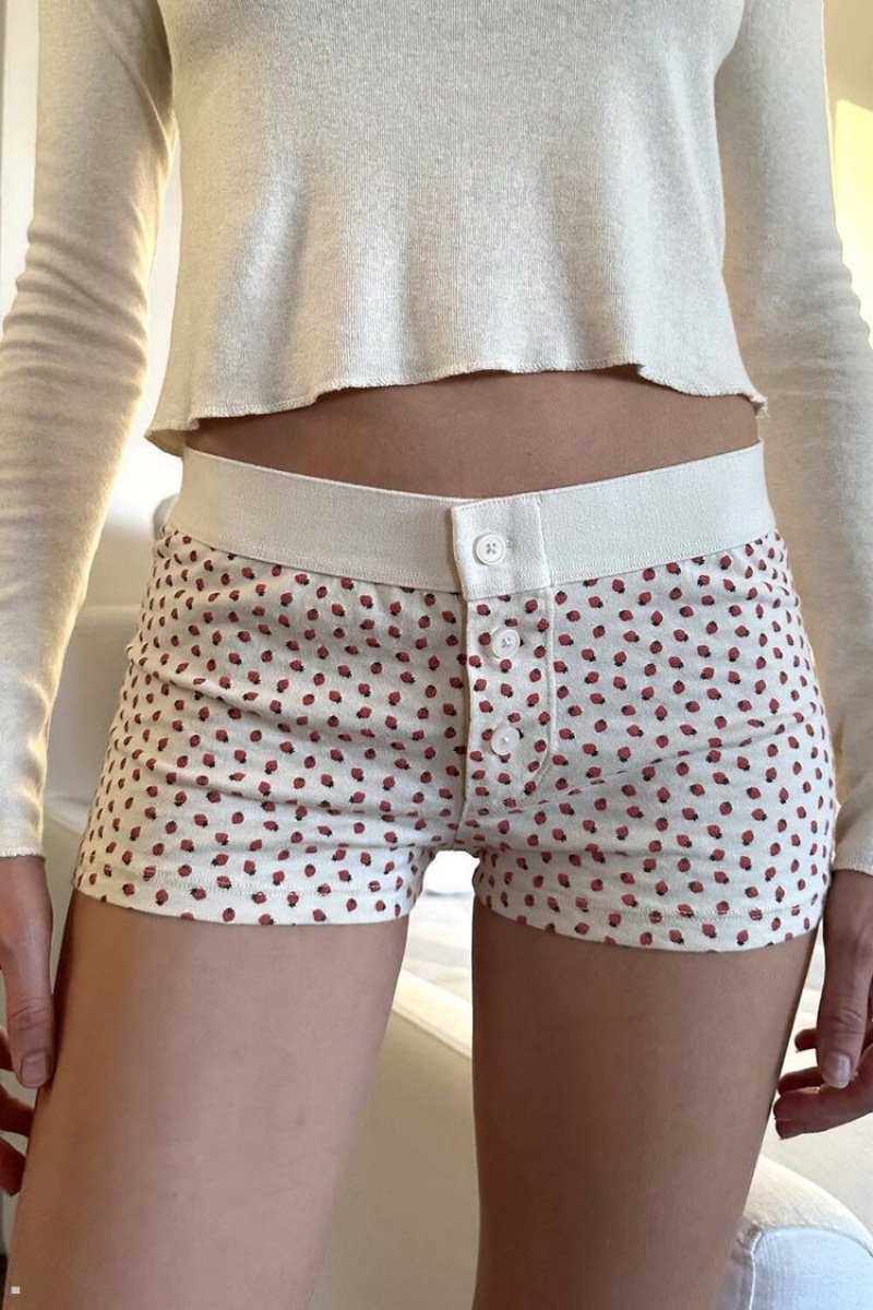 Sous Vêtement Brandy Melville Strawberry Boyshort Bordeaux Blanche | ERN-12863492